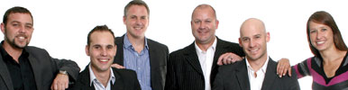 From left: Jacques Swanepoel – sales executive; Sean Osterloh – marketing executive; Grant Mills – managing director Montgomery Africa; Ross Cullingworth – commercial event director; Brad Hook – operations manager; Julie Corbett – office administrator